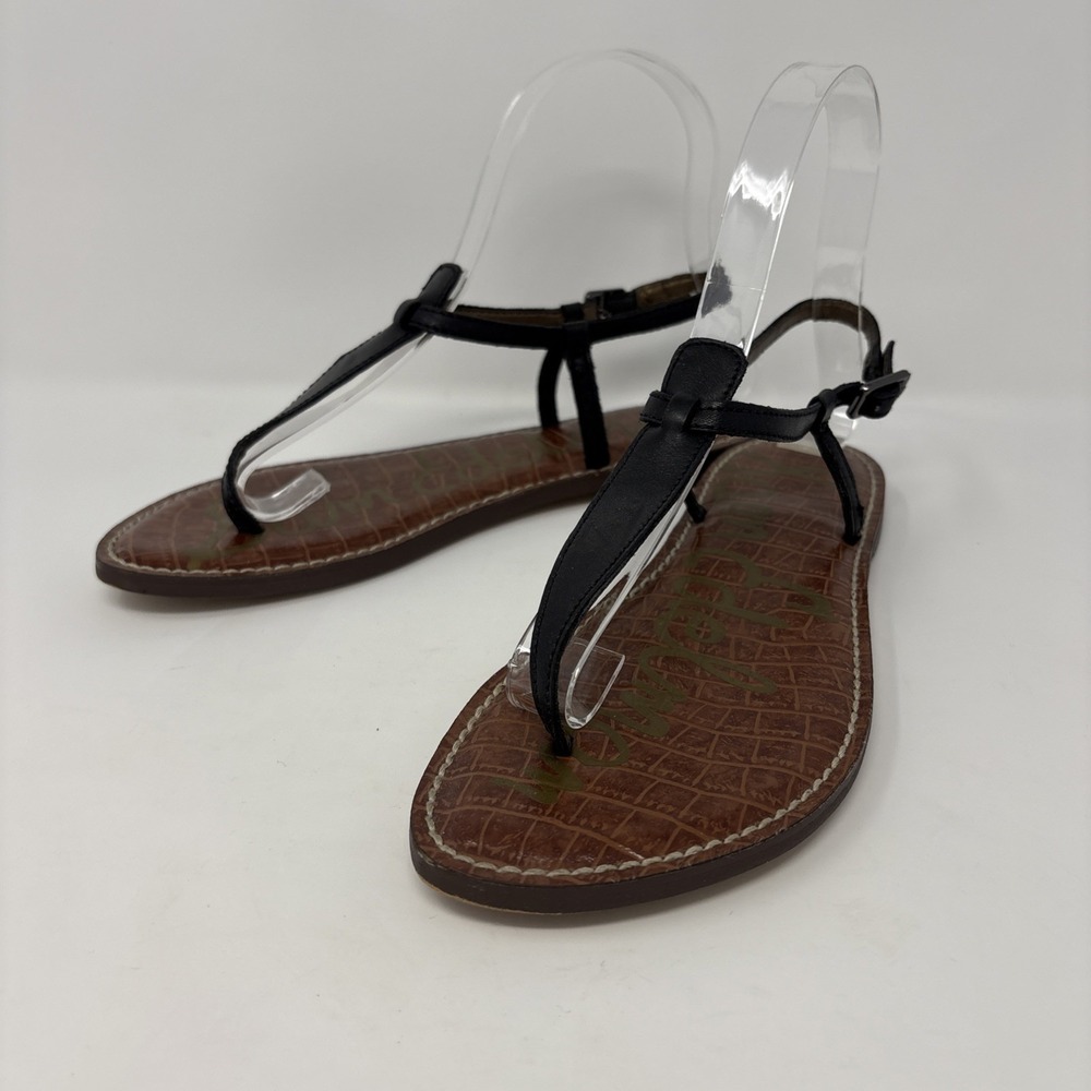 Sam Edelman Black and Brown T-Strap Sandals